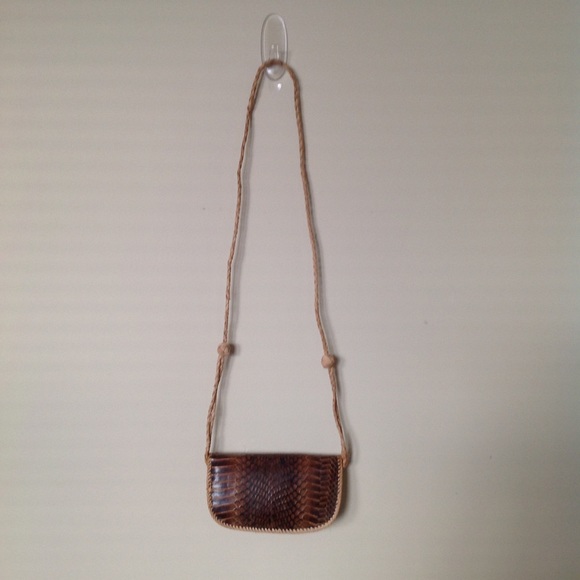 LEATHER Snake Skin Mini Clutch w/ Shoulder Strap - Picture 5 of 8